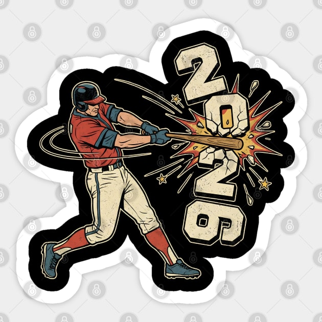Baseball Hit The New Year 2026 Sticker by Creatifly Graphic Tees